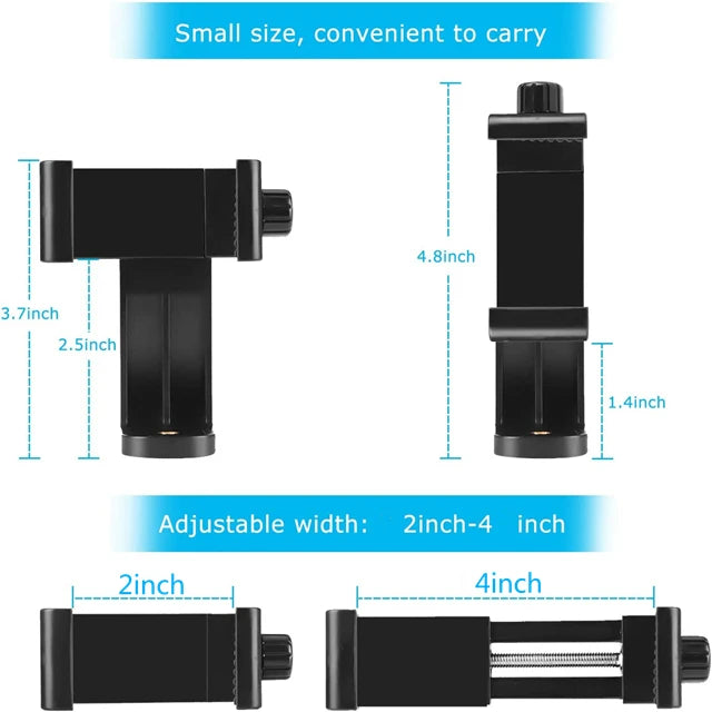 360 Degree Adjustable Phone Holder Portable 1/4 Screw Universal Tripod Phone Holder Clip Tripod Mount Adapter