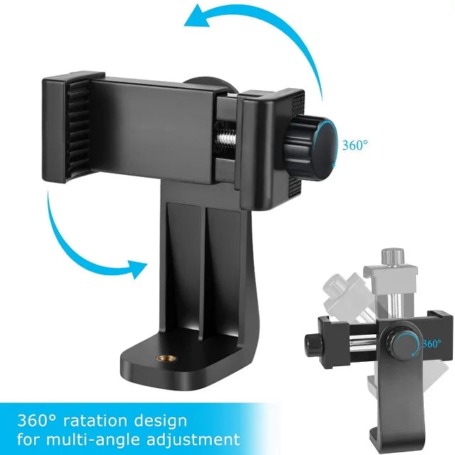 360 Degree Adjustable Phone Holder Portable 1/4 Screw Universal Tripod Phone Holder Clip Tripod Mount Adapter