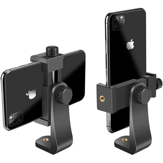 360 Degree Adjustable Phone Holder Portable 1/4 Screw Universal Tripod Phone Holder Clip Tripod Mount Adapter
