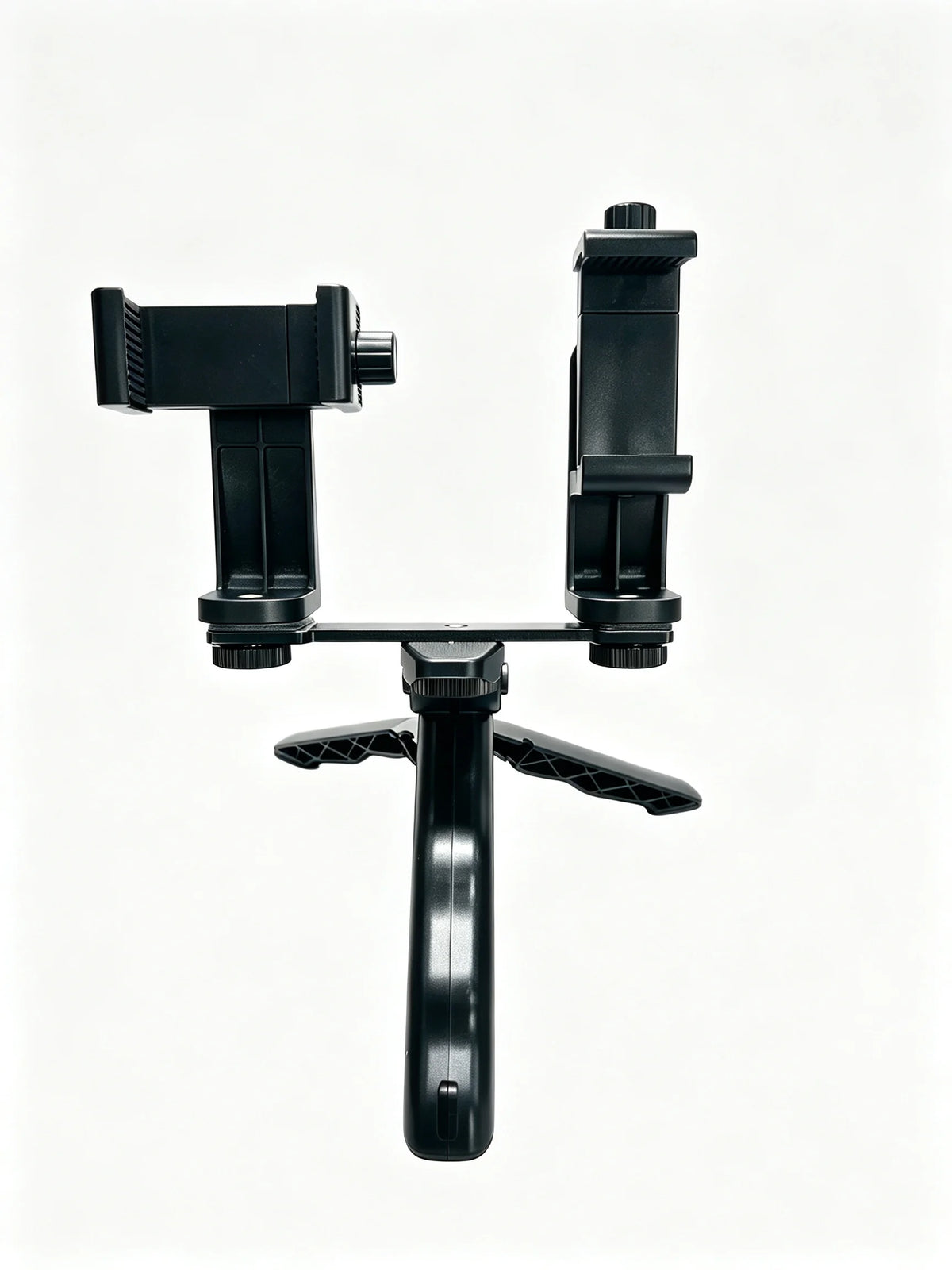 Dual Phone Live Stream Holder Handheld Tripod Stand 2-in-1 Adjustable Bracket for Vlogging Video Shooting