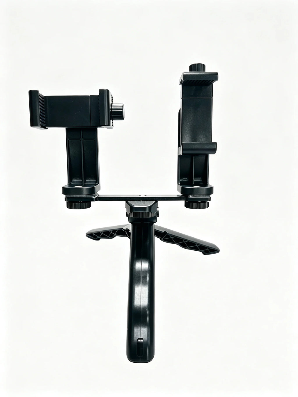 Dual Phone Live Stream Holder Handheld Tripod Stand 2-in-1 Adjustable Bracket for Vlogging Video Shooting