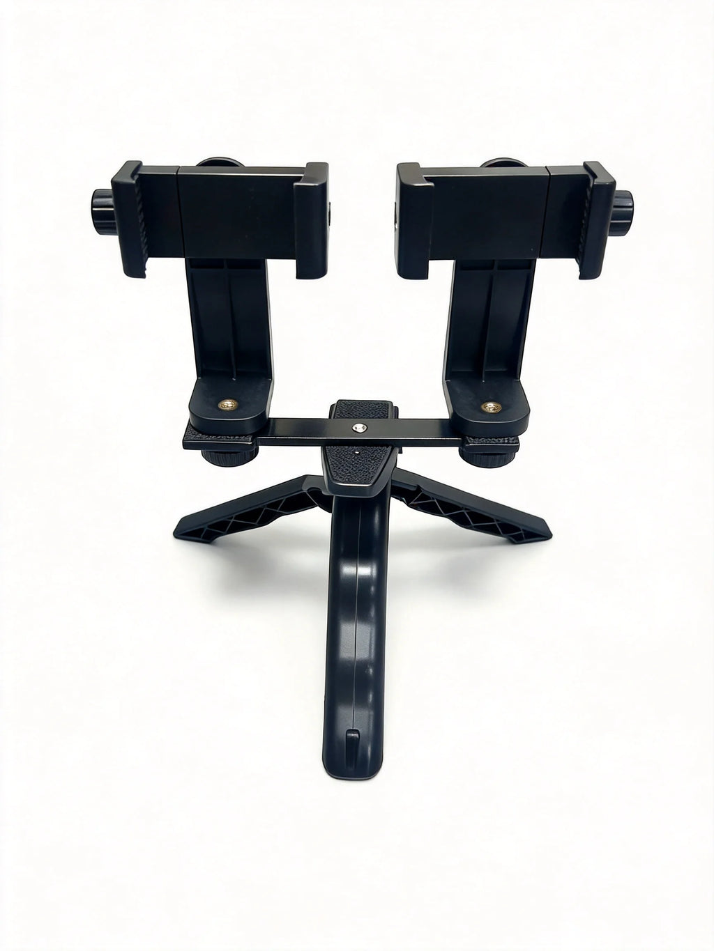 Dual Phone Live Stream Holder Handheld Tripod Stand 2-in-1 Adjustable Bracket for Vlogging Video Shooting