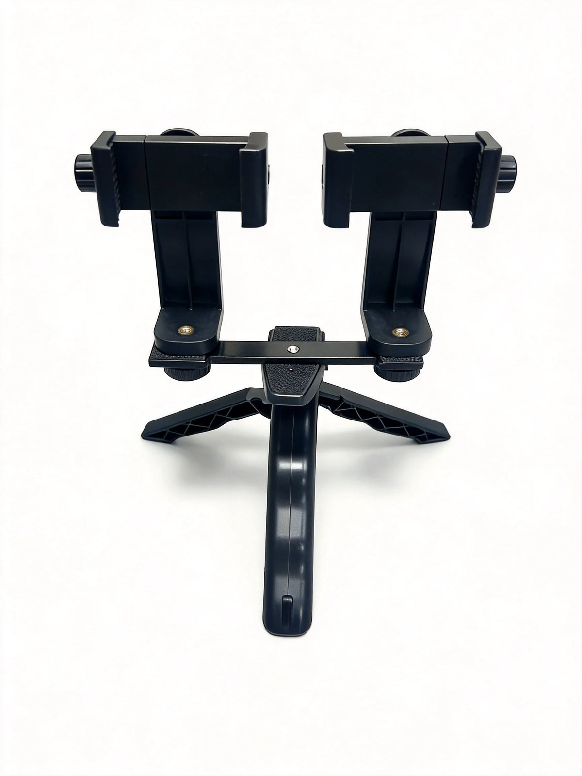 Dual Phone Live Stream Holder Handheld Tripod Stand 2-in-1 Adjustable Bracket for Vlogging Video Shooting